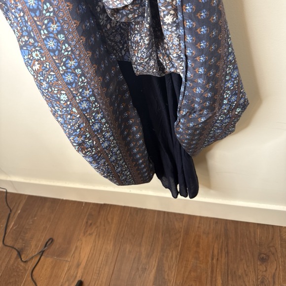 Vineyard Vines Smocked Ruffle Puff Sleeve Tiered Dress 2X Blue Floral Midi Boho - Picture 3 of 6